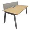 Pack ALEA│Modèle Atreo avec cloison│Bureau L 160 x p 80 cm x H Réglable│Cloison L145cm X H39cm │Petite trappe│Chêne clair/ Gris