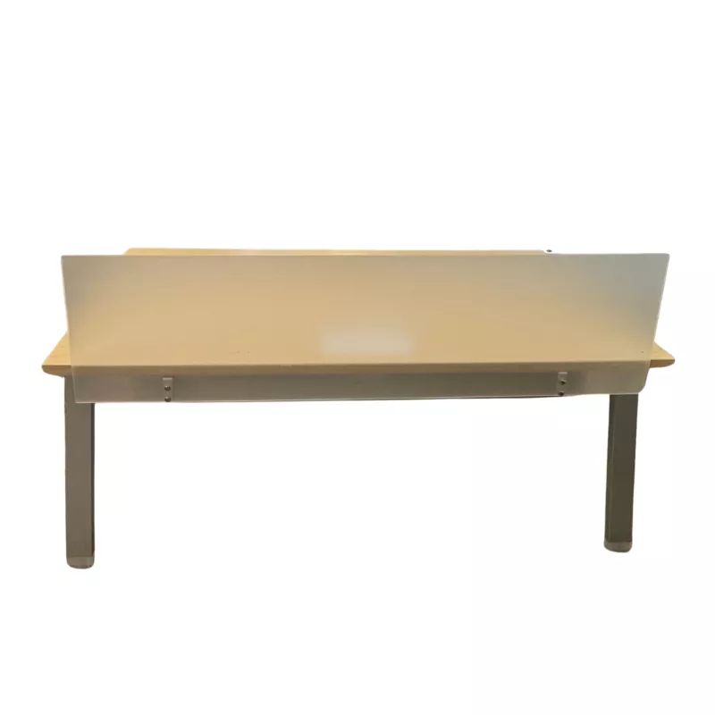 Pack ALEA│Modèle Atreo avec cloison│Bureau L 160 x p 80 cm x H Réglable│Cloison L145cm X H39cm │Petite trappe│Chêne clair/ Gris