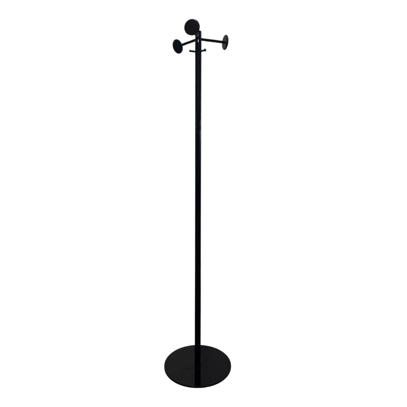 REXITE│Porte-manteau H 166 cm - ø 35 cm│3 Patères│Métal noir