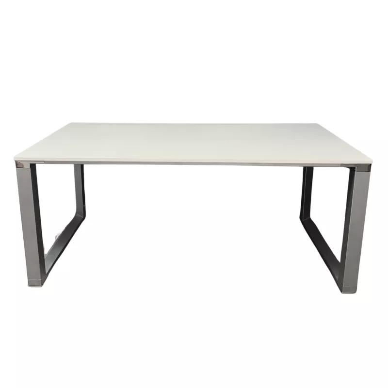 DIAMANT│Bureau Direction droit  L 180 x p 90 │Blanc laqué/Chromé