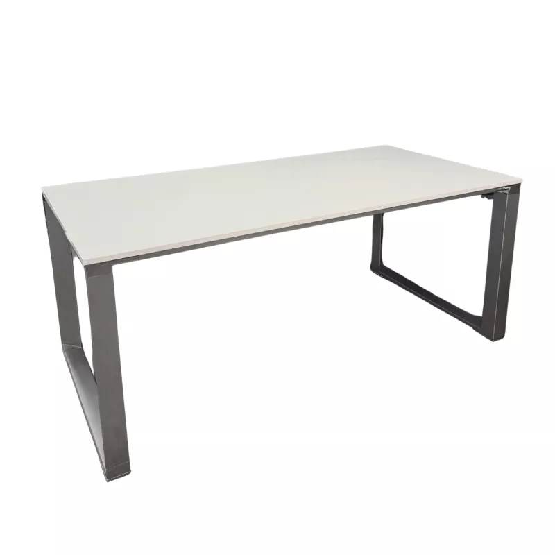 DIAMANT│Bureau Direction droit  L 180 x p 90 │Blanc laqué/Chromé