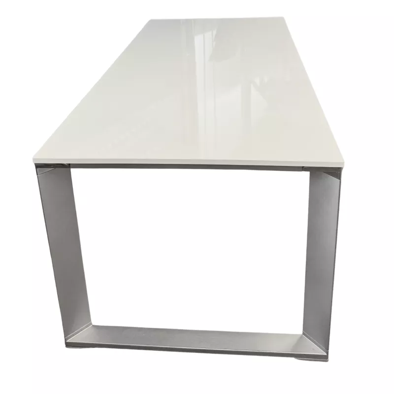 DIAMANT│Bureau Direction droit  L 180 x p 90 │Blanc laqué/Chromé