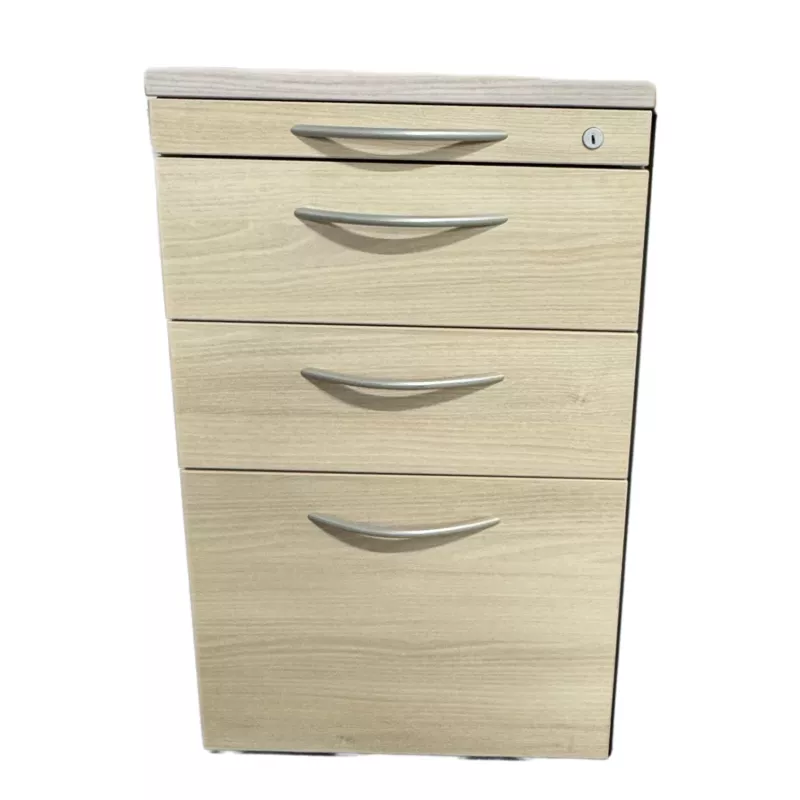 STEELCASE│Pack bureau + caisson│Bureau retour à droite L 180/80 x P 160/60 │Caisson L43,5 X H70,5│Acacia/Gris aluminium