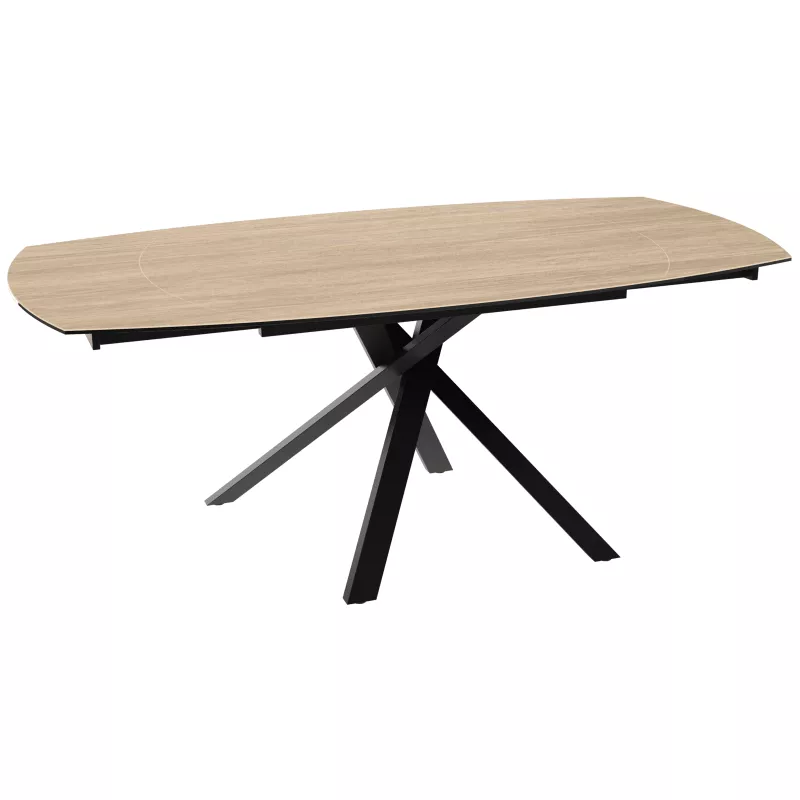 KHEOPS │Table extensible 120/180cm│Pieds en acier laqué noir mat│Coloris à choix