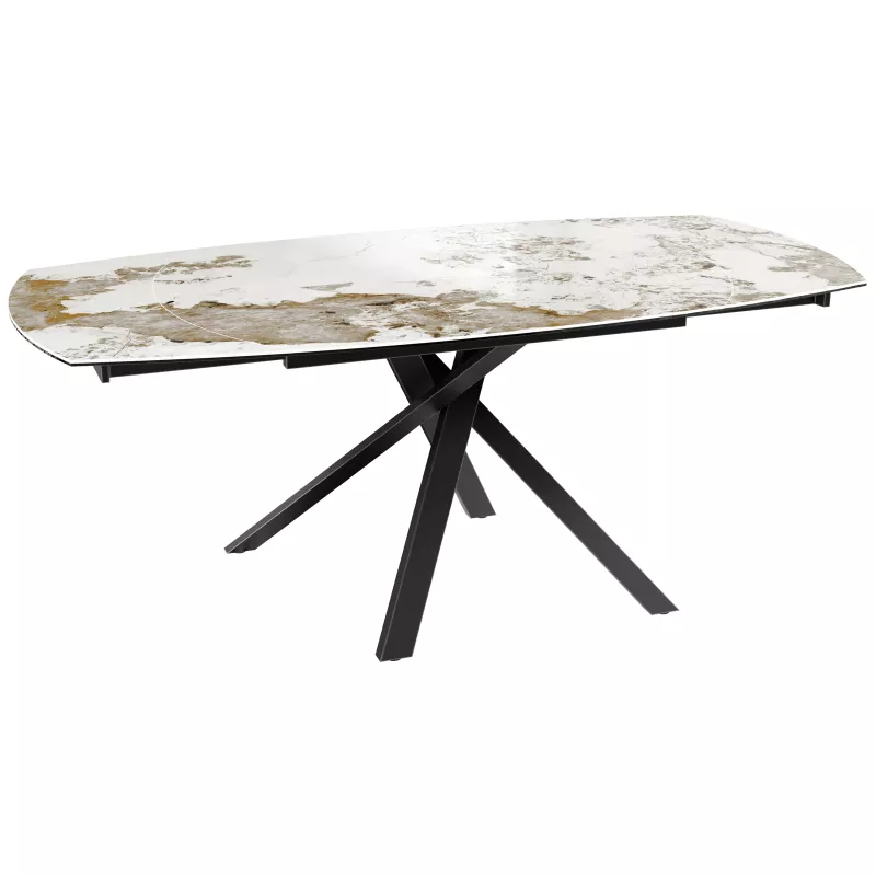 KHEOPS │Table extensible 120/180cm│Pieds en acier laqué noir mat│Coloris à choix