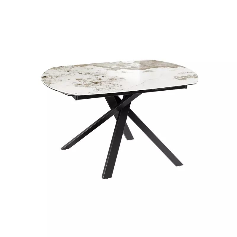 KHEOPS │Table extensible 120/180cm│Pieds en acier laqué noir mat│Coloris à choix