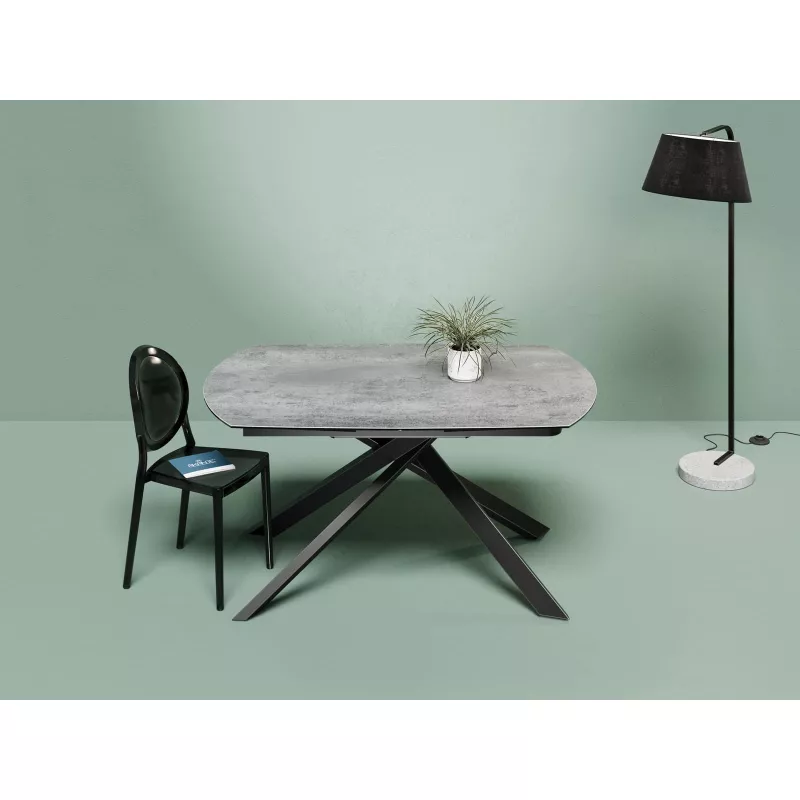 KHEOPS │Table extensible 160/240cm│Pieds en acier laqué noir mat│Coloris à choix