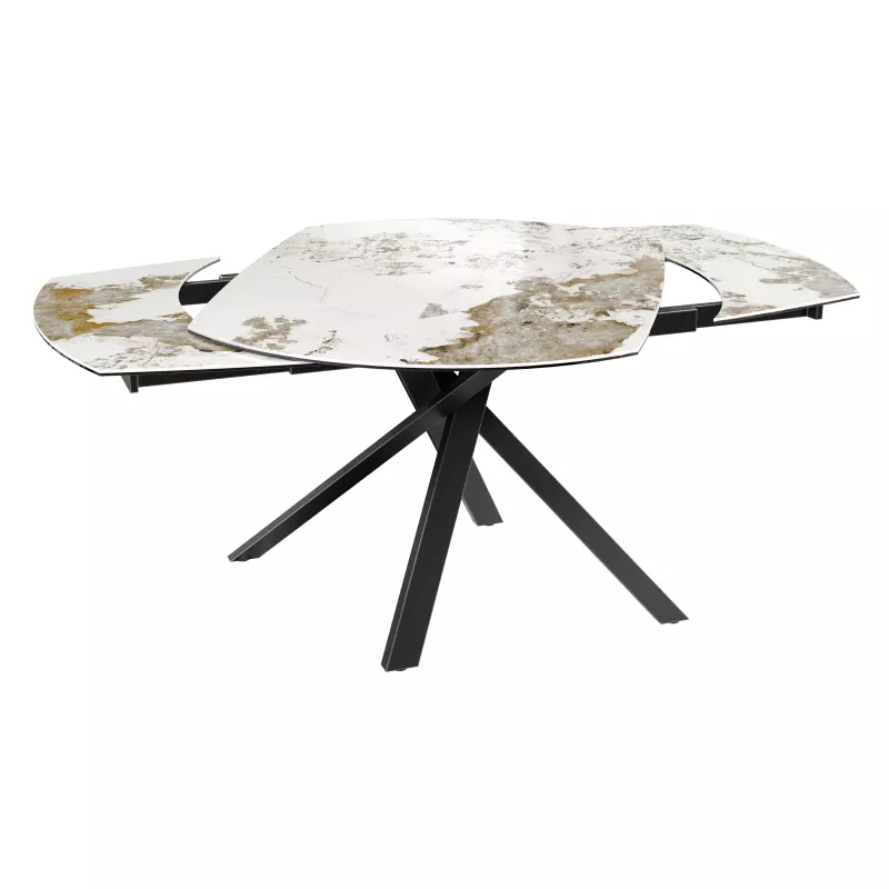 KHEOPS │Table extensible 130/190cm│Pieds en acier laqué noir mat│Coloris à choix