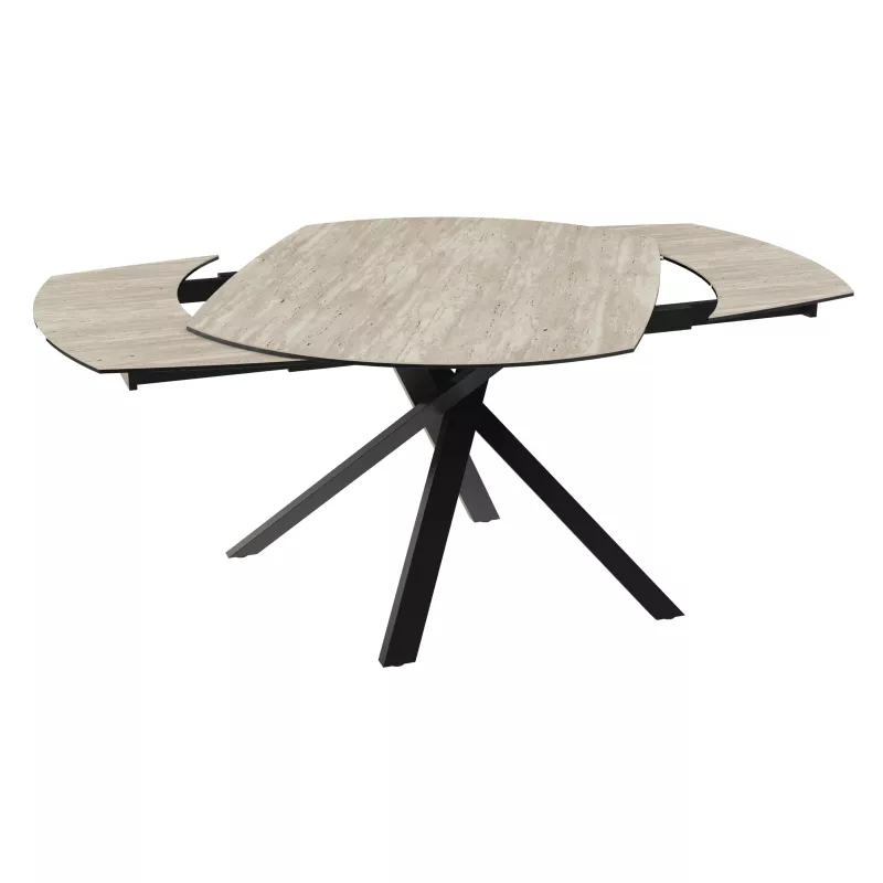 KHEOPS │Table extensible 130/190cm│Pieds en acier laqué noir mat│Coloris à choix