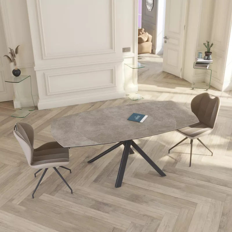 KHEOPS │Table extensible 130/190cm│Pieds en acier laqué noir mat│Coloris à choix