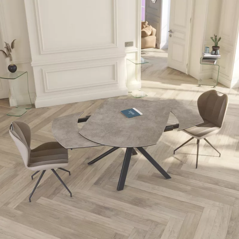 KHEOPS │Table extensible 130/190cm│Pieds en acier laqué noir mat│Coloris à choix