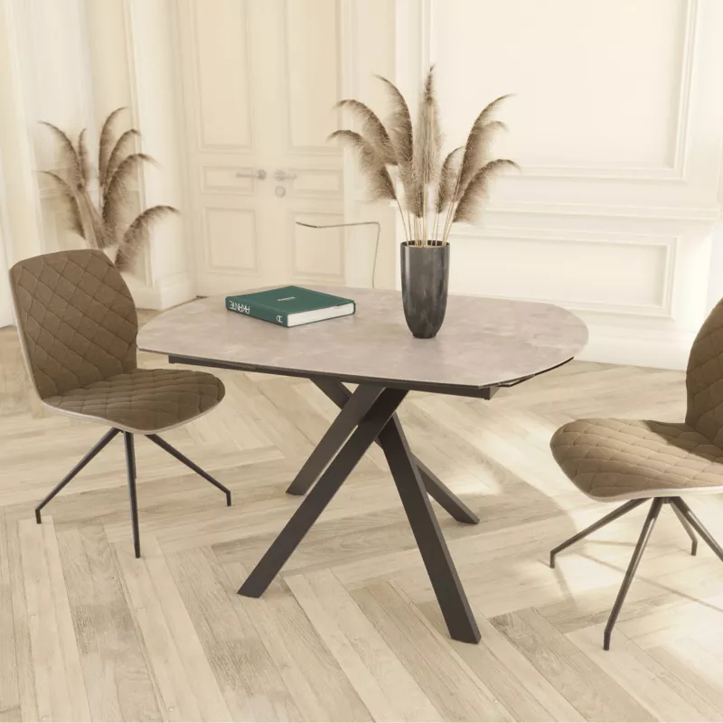 KHEOPS │Table extensible 120/180cm│Pieds en acier laqué noir mat│Coloris à choix