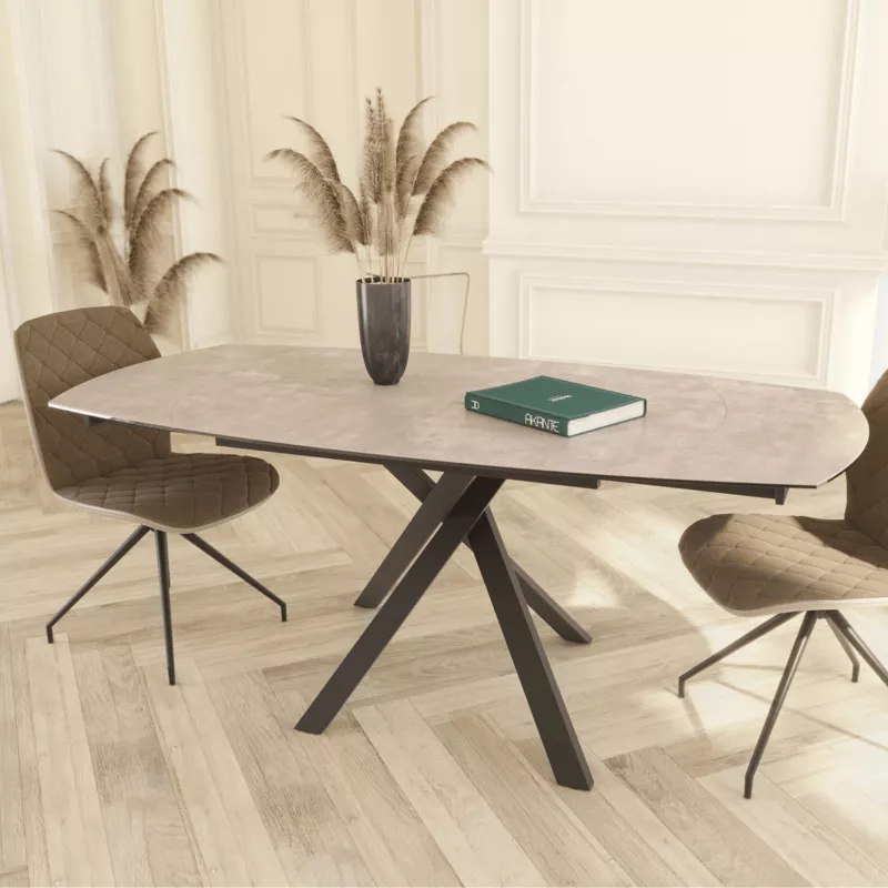 KHEOPS │Table extensible 120/180cm│Pieds en acier laqué noir mat│Coloris à choix