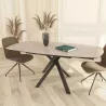 KHEOPS │Table extensible 120/180cm│Pieds en acier laqué noir mat│Coloris à choix