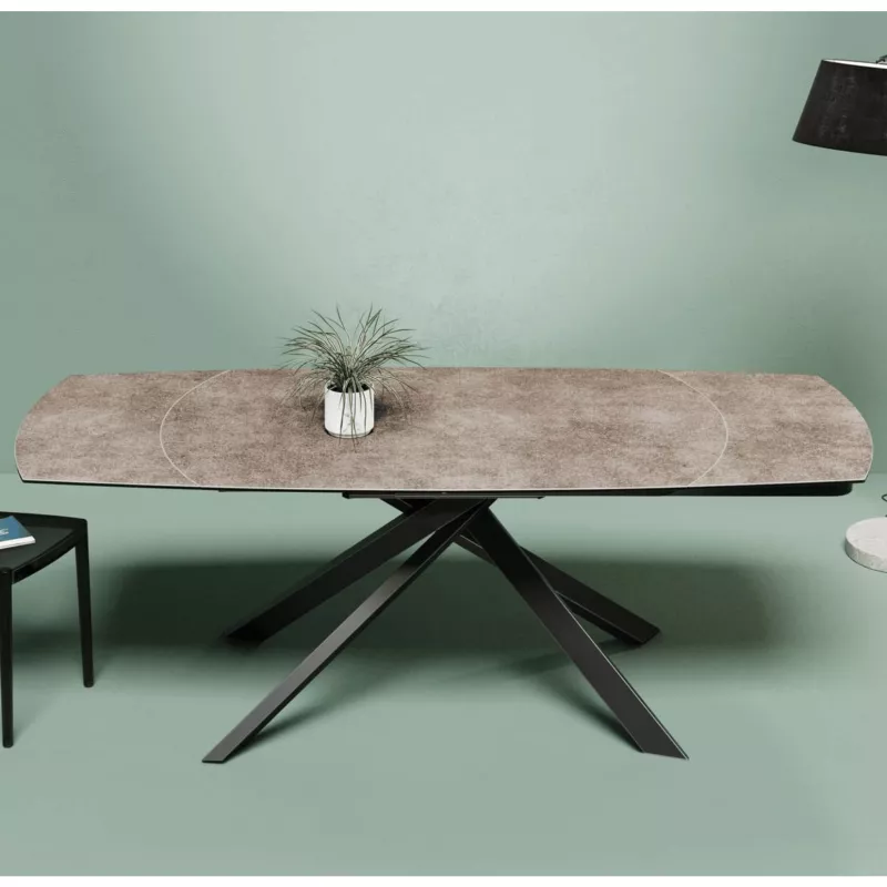 KHEOPS │Table extensible 160/240cm│Pieds en acier laqué noir mat│Coloris à choix