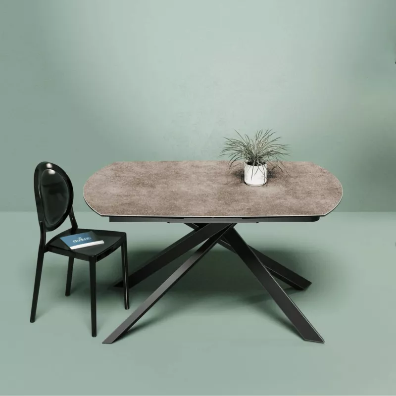 KHEOPS │Table extensible 160/240cm│Pieds en acier laqué noir mat│Coloris à choix
