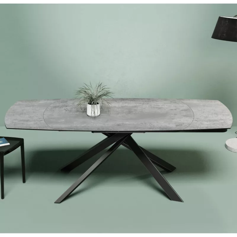 KHEOPS │Table extensible 160/240cm│Pieds en acier laqué noir mat│Coloris à choix