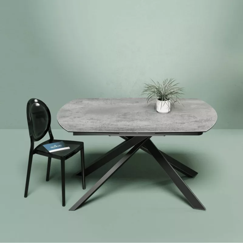 KHEOPS │Table extensible 160/240cm│Pieds en acier laqué noir mat│Coloris à choix