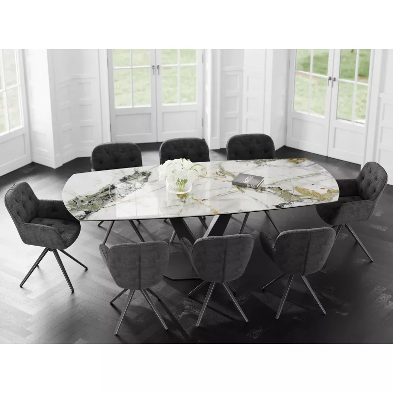 CHARLESTON EXPO│Siège accueil-conférence-repas│Assise pivotante avec rappel│Anthracite
