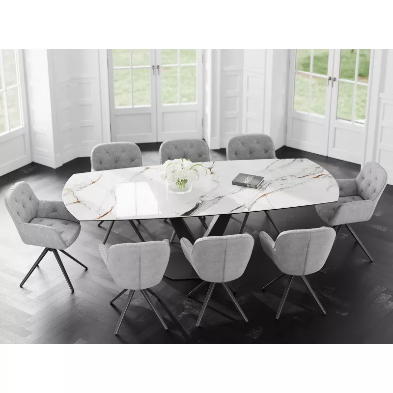 CHARLESTON EXPO│Siège accueil-conférence-repas│Assise pivotante avec rappel│Gris clair