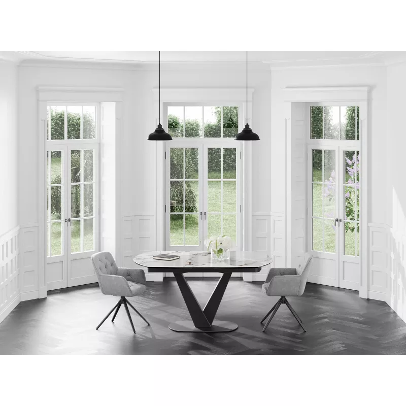 CHARLESTON EXPO│Siège accueil-conférence-repas│Assise pivotante avec rappel│Gris clair