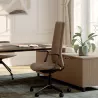 ALTURA│Fauteuil de direction cuir - Dossier Haut - têtière intégrée│noir