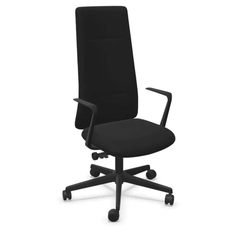 ALTURA│Fauteuil de direction cuir - Dossier Haut - têtière intégrée│noir