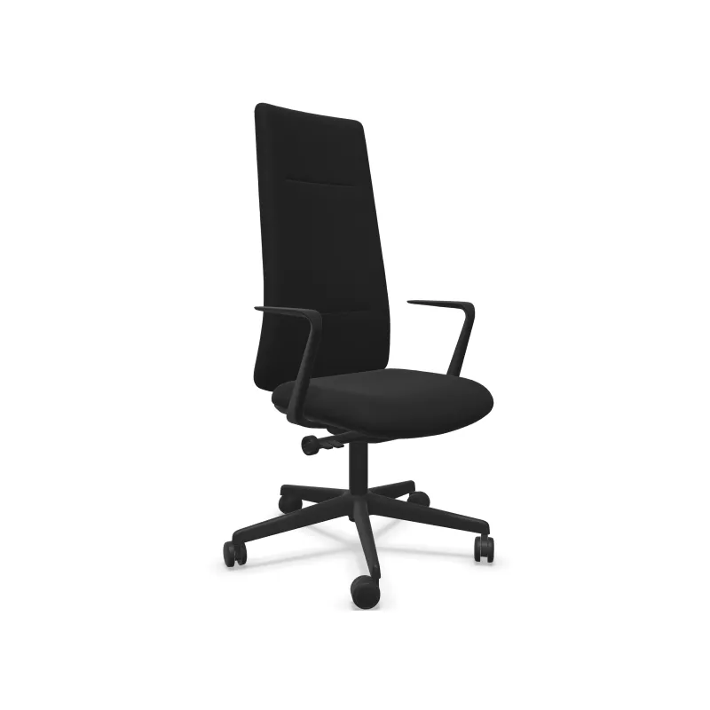 ALTURA│Fauteuil de direction cuir - Dossier Haut - têtière intégrée│noir