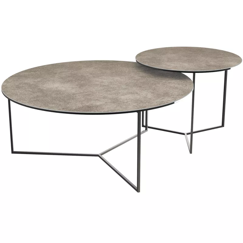 VENEZIA│Table basse Ø 90 x 38 cm│Piétement acier laqué noir mat │Coloris à choix