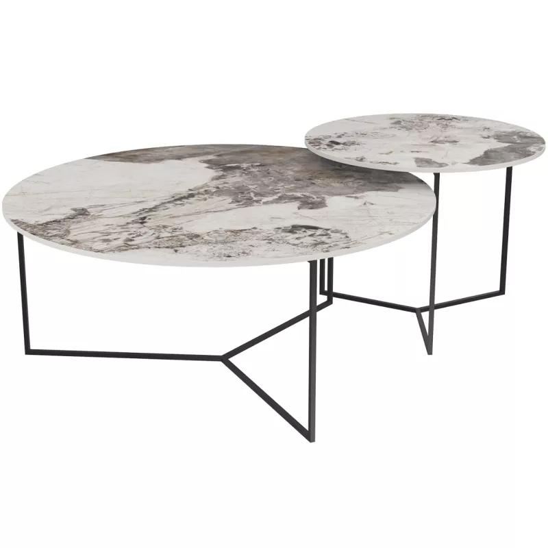 VENEZIA│Table basse Ø 90 x 38 cm│Piétement acier laqué noir mat │Coloris à choix
