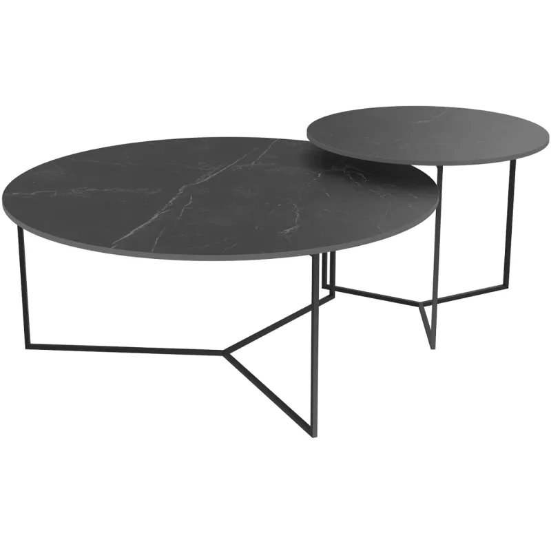 VENEZIA│Table basse Ø 90 x 38 cm│Piétement acier laqué noir mat │Coloris à choix