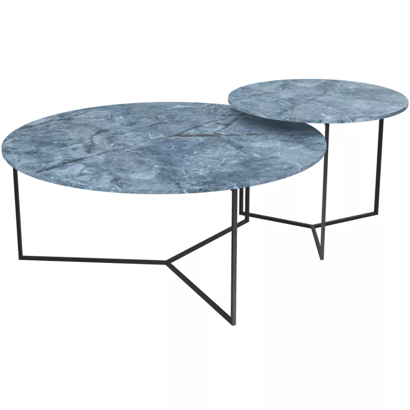 VENEZIA│Table basse Ø 90 x 38 cm│Piétement acier laqué noir mat │Coloris à choix