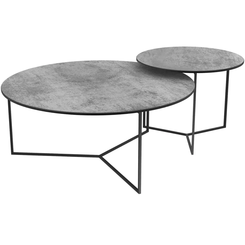 VENEZIA│Table basse Ø 90 x 38 cm│Piétement acier laqué noir mat │Coloris à choix