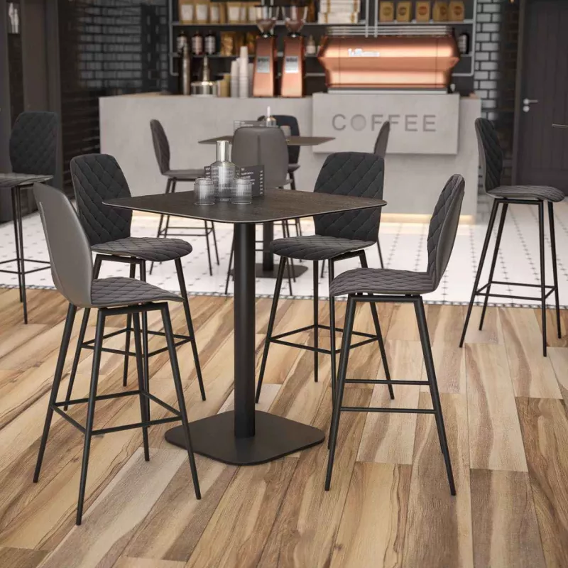 VEGAS EXPO │Tabouret H110 cm- Assise pivotante H75 cm│Gris clair
