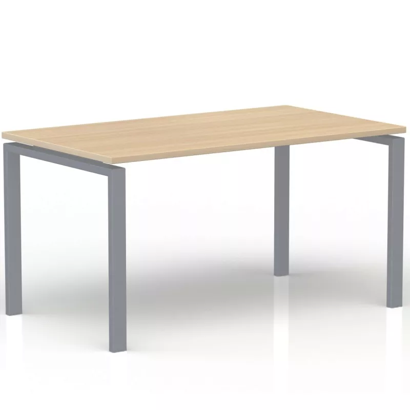 CONECT│Bureau droit L 140 x 80│Chêne naturel - Gris aluminium