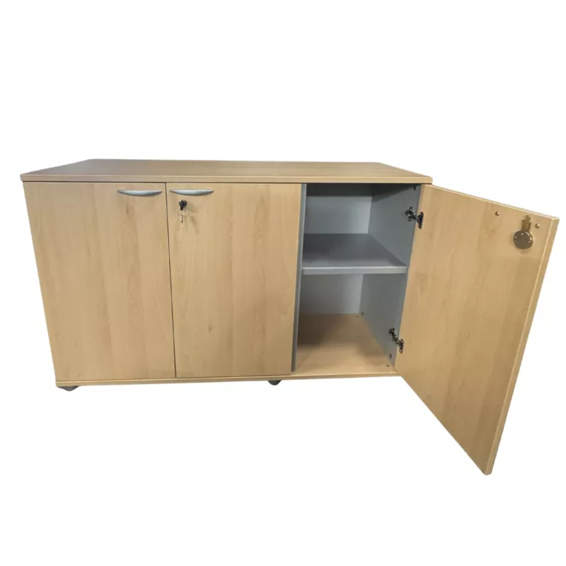 SANMA│Armoire L 120 cm - 3 portes │Chêne Clair / Gris aluminium