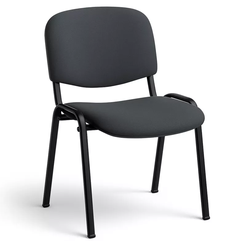 ANTHRA+│Siège visiteurs tissu│4 pieds métalliques noir│Tissu gris orage