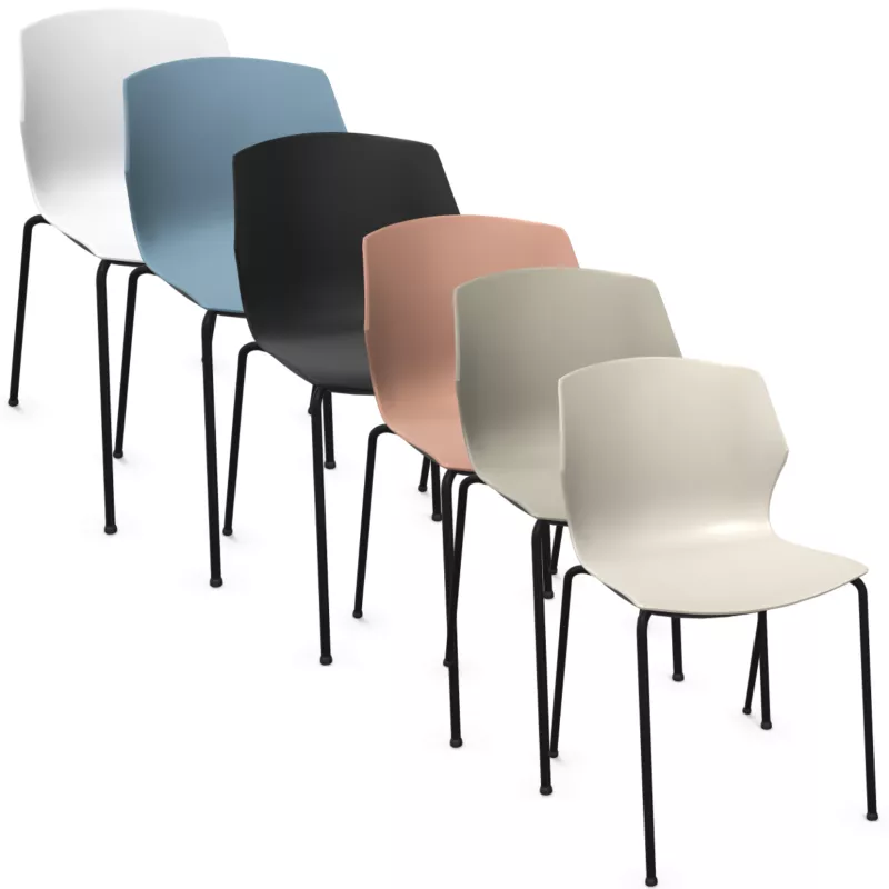 MY FRILL│Chaise Monocoque│4 pieds acier noir│Coloris à choix