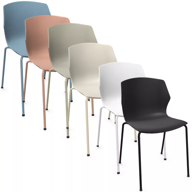 MY FRILL│Chaise Monocoque│4 pieds acier assortis à la coque│Coloris à choix