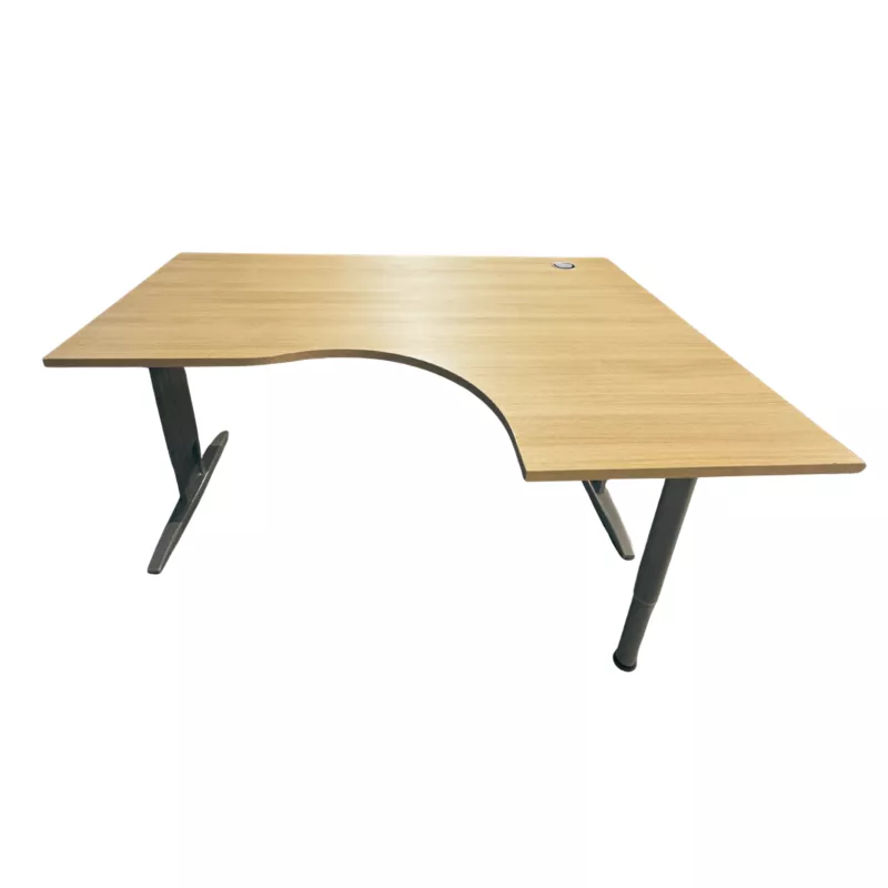 IDOL│Bureau retour à droite L160/80xP120/60│Chêne clair/Gris aluminium