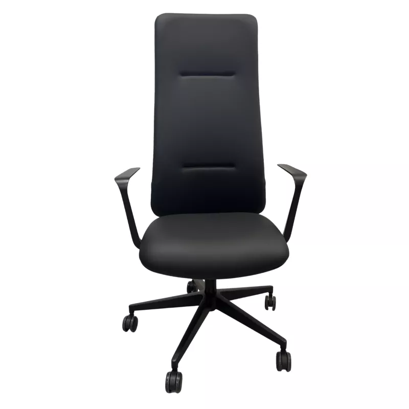 ALTURA EXPO│Fauteuil de direction cuir - Dossier Haut - têtière intégrée│Noir