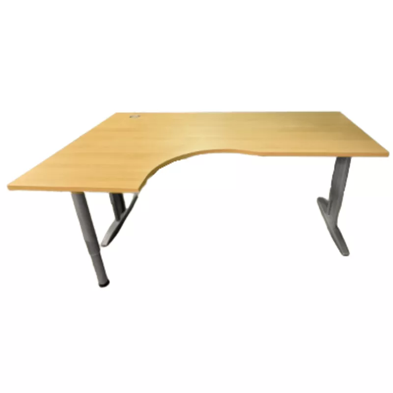 IDOL│Bureau retour à gauche L180/80xP120/60│Chêne clair/Gris aluminium