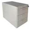 LO LISTA│Caisson sous bureau 9666 - 4 Tiroirs│Poignées carrées│Profondeur 80 cm│Gris aluminium