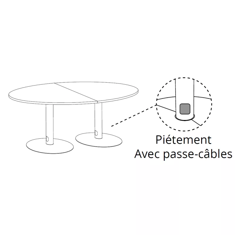 ENSEMBLE│Table tonneau│L200xP100│2 pieds│6-8 personnes