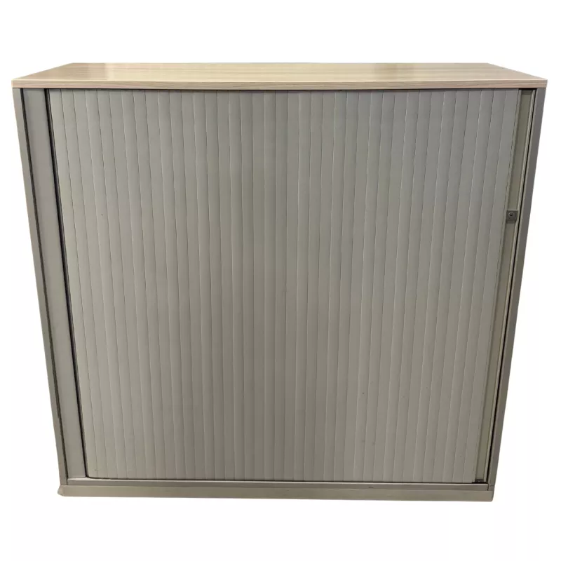 STEELCASE │Armoire rideau L 120 x H 117 cm│Gris Aluminium/Erable