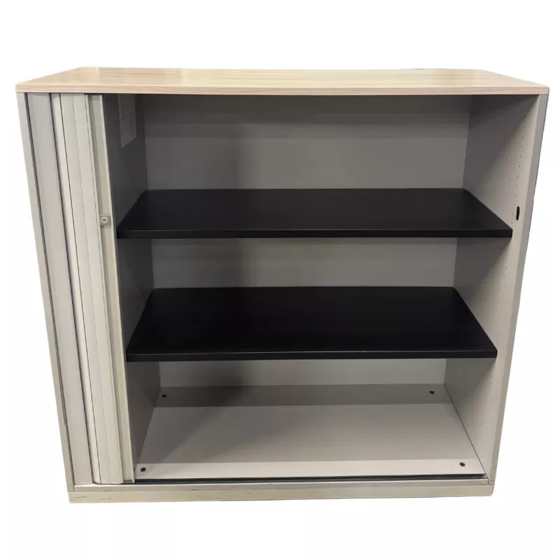 STEELCASE │Armoire rideau L 120 x H 117 cm│Gris Aluminium/Erable