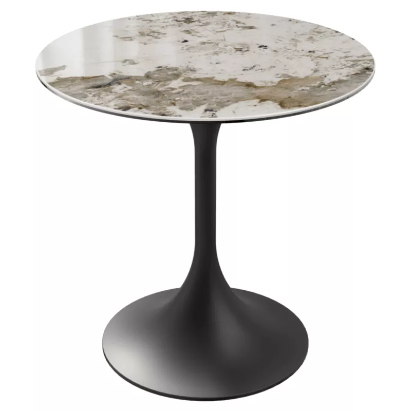 DIABOLO│Table ronde ø75 X H75 cm│Plateau marbre à choix/Piétement noir mat