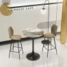 DIABOLO│Table ronde ø75 x H100 cm│Plateau marbre à choix/Piétement noir mat