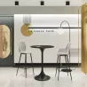 DIABOLO│Table ronde ø75 x H100 cm│Plateau marbre à choix/Piétement noir mat