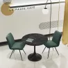 DIABOLO│Table ronde ø90 x H75 cm│Plateau marbre à choix/Piétement noir mat